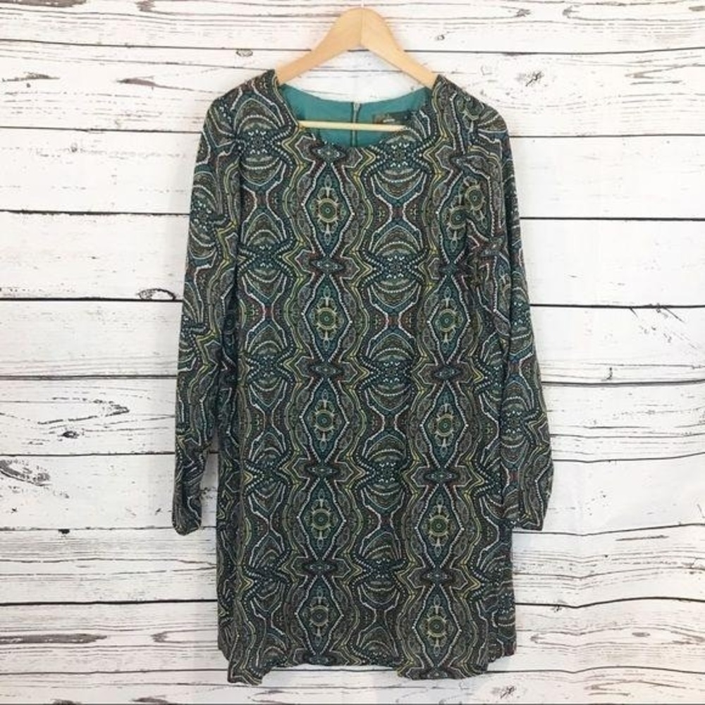 Prana Dress Womens Medium Cece Medallion Shift Green Paisley